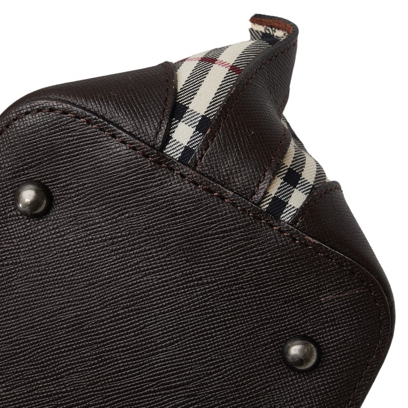 Burberry New Check One-Shoulder Bag Handbag Brown Canvas Leather  BURBERRY