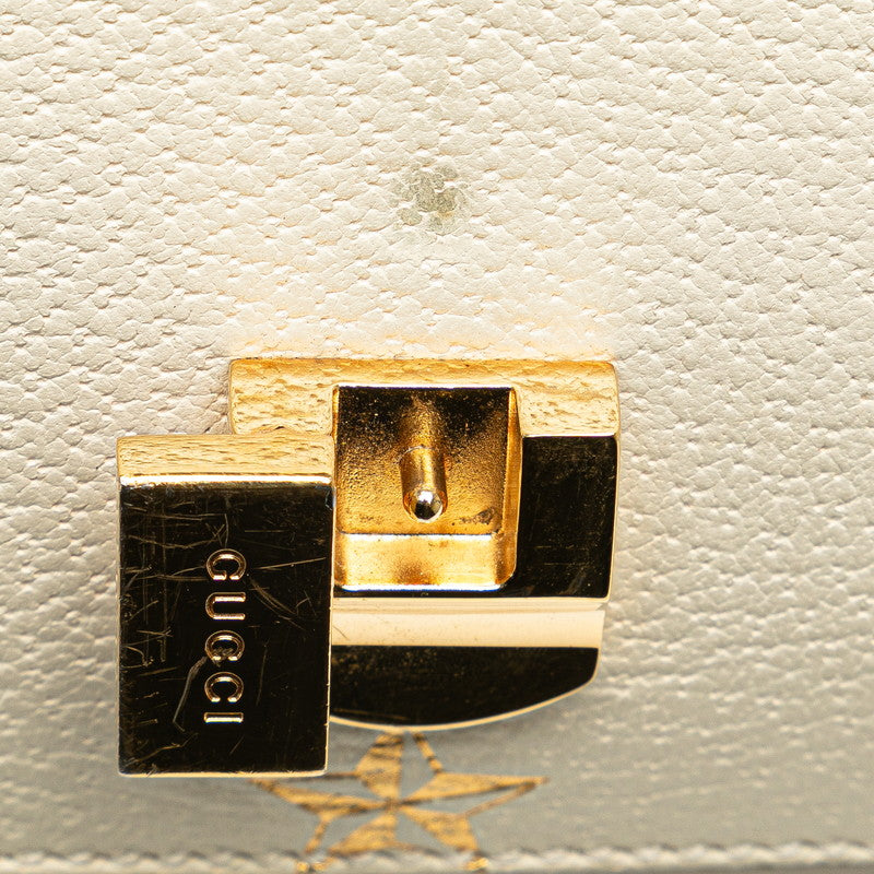 Gucci Silver Small Bee &amp; Star Sey Line Handbag Shoulder Bag 2WAY 524405 White Leather  Gucci