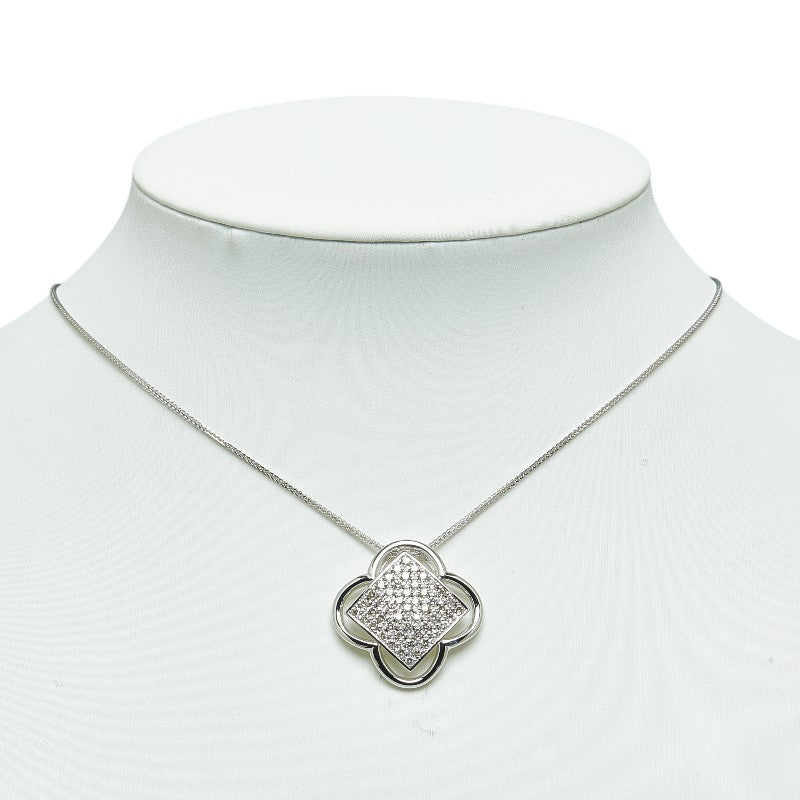 K18WG white g diamond 1.00ct necklace ladies