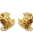 Chanel 1995 Crystal & Gold CC Turnlock Earrings Clip-On Large