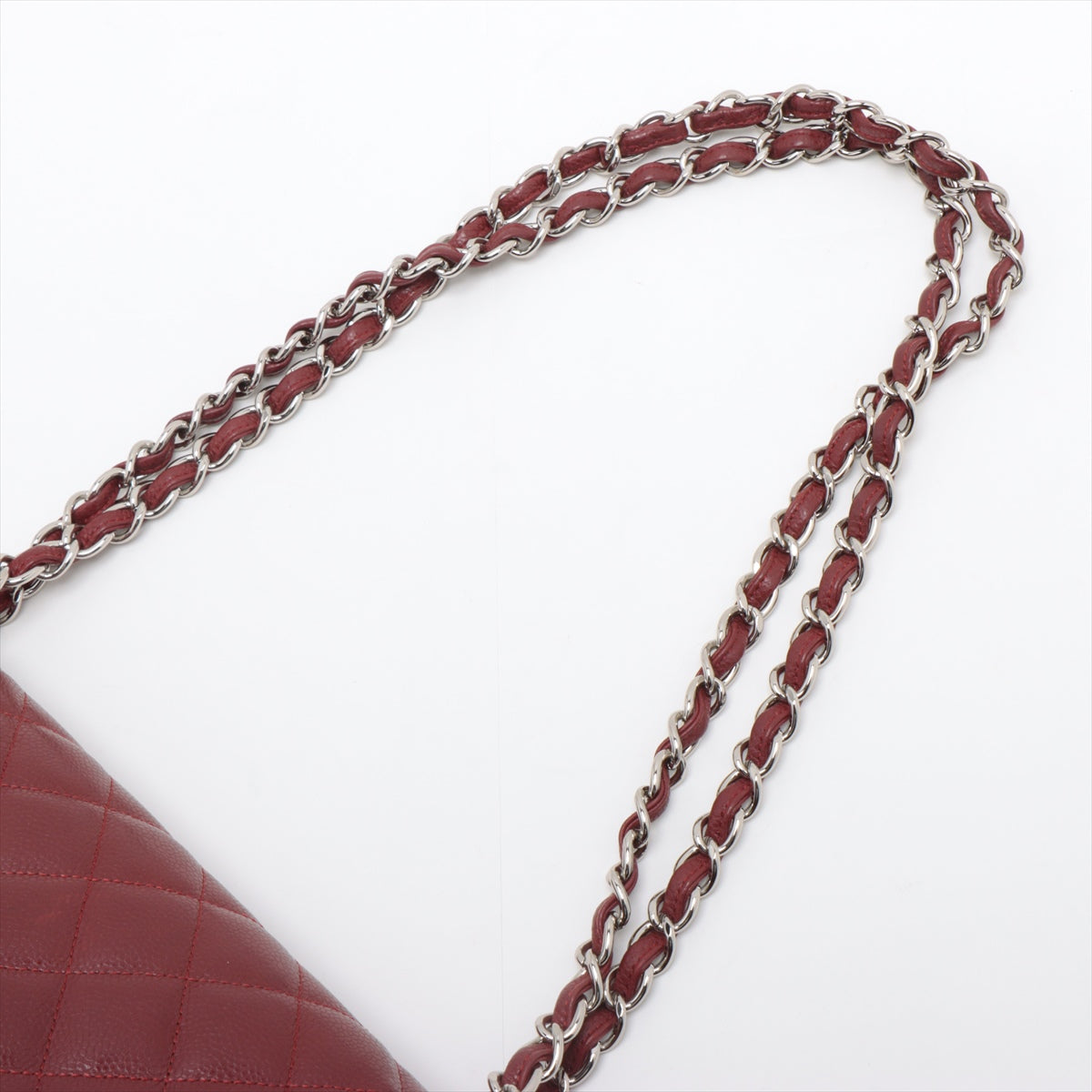 Chanel Decamatrasse Caviar S Double Flap Double Chain Bag Bordeaux Silver  15th