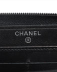 Chanel Boy Chanel Caviar S Round  Wallet Black Silver Gold