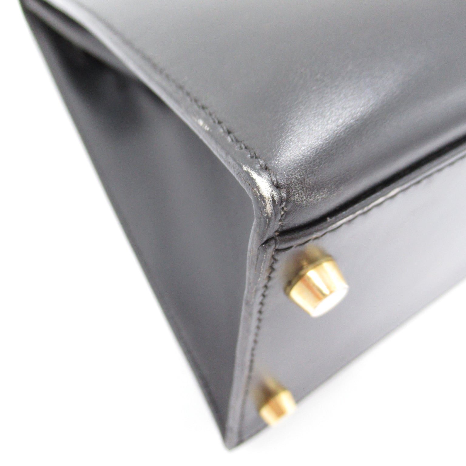 Hermes Kelly 32 Black Handbag  Box Carf  Black Box Carf