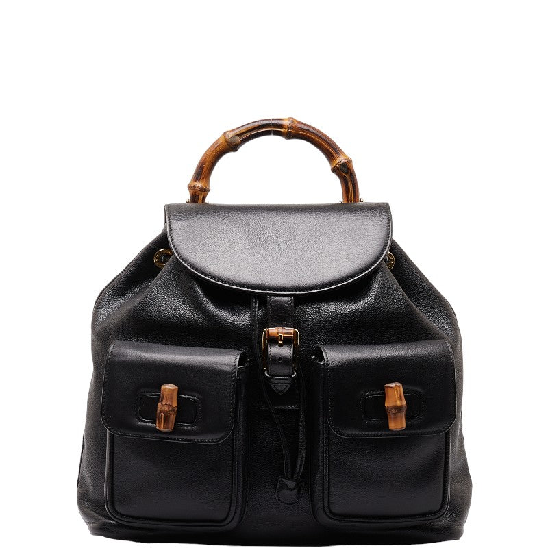 Gucci Bamboo Lock Backpack 003 58 0016 Black Leather  Gucci