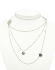 Dior 3 series chain ribbon necklace silver metal ladies Dior