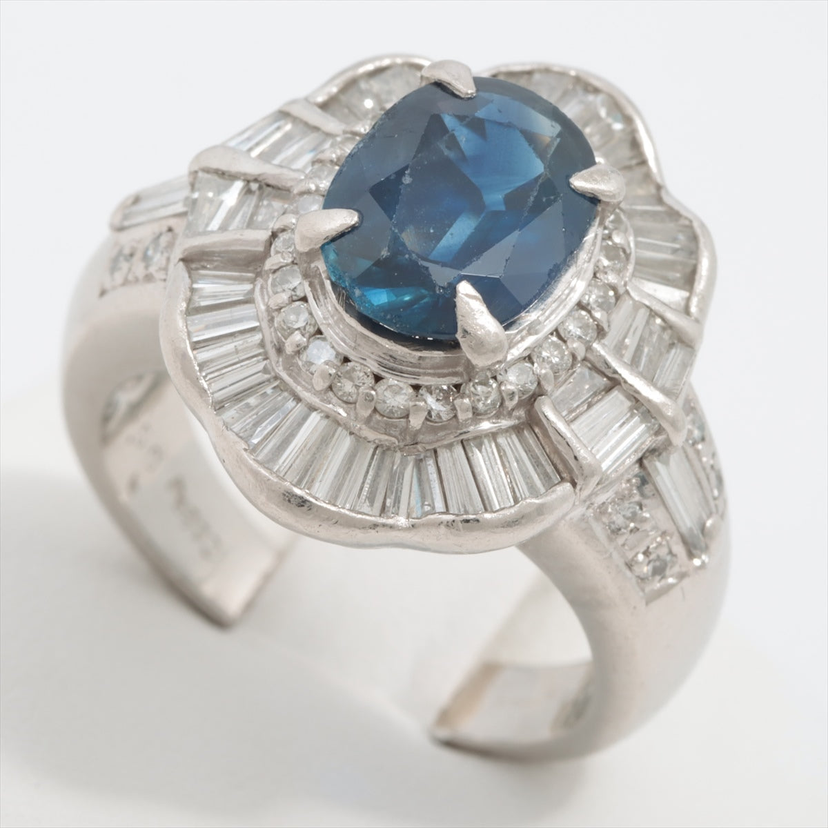 Sapphire diamond ring Pt900 20.1g 3.50 D1.9 E