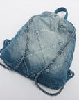 Chanel 22 Backpack Denim Chainsaw Blue Silver  AS3859