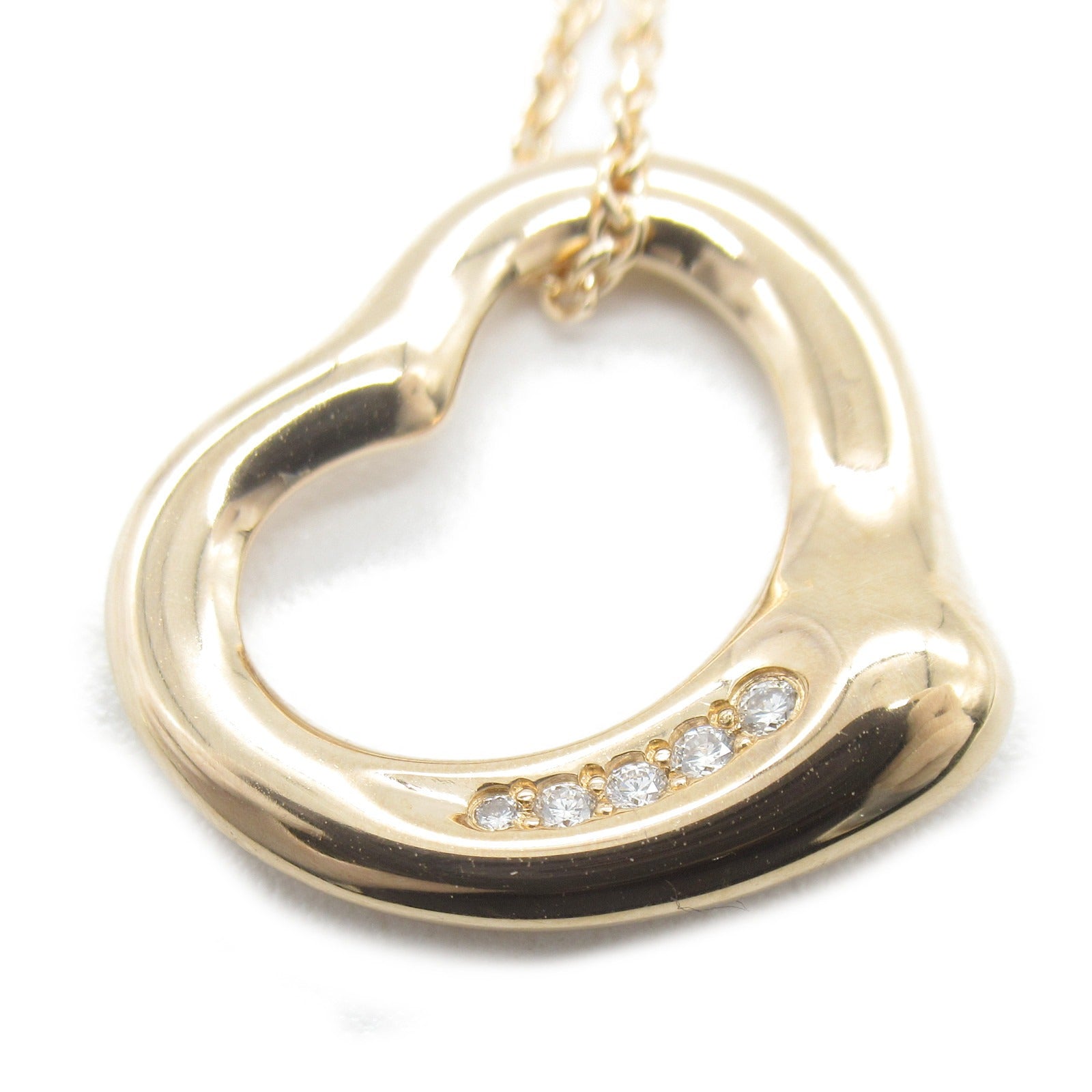 Tiffany TIFFANY&amp;CO Open-Heart Necklace K18PG (Pink G) Diamond  Gold  4.3g