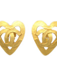 Chanel 1995 Heart Earrings Gold Clip-On 95P