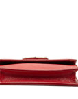 Prada Triangle Logo  Saffiano Smartphone  Shoulder Bag Red Silver Leather  Prada Middle Saffiano