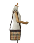 Burberry Noneva Check  Sloping Shoulder Bag Beige PVC Leather  BURBERRY