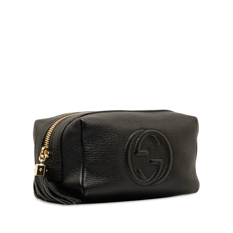 Gucci Soho Interlocking G Tassel Pouch 308636 Black Leather  Gucci