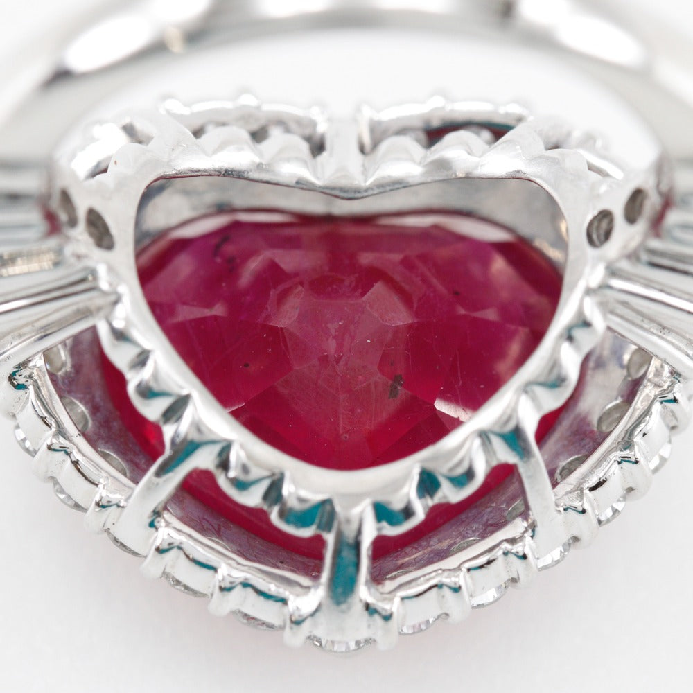 Heart 12 Ring Ring Pt900 Platinum  Ru × Diamond Heart  14.2g Heart