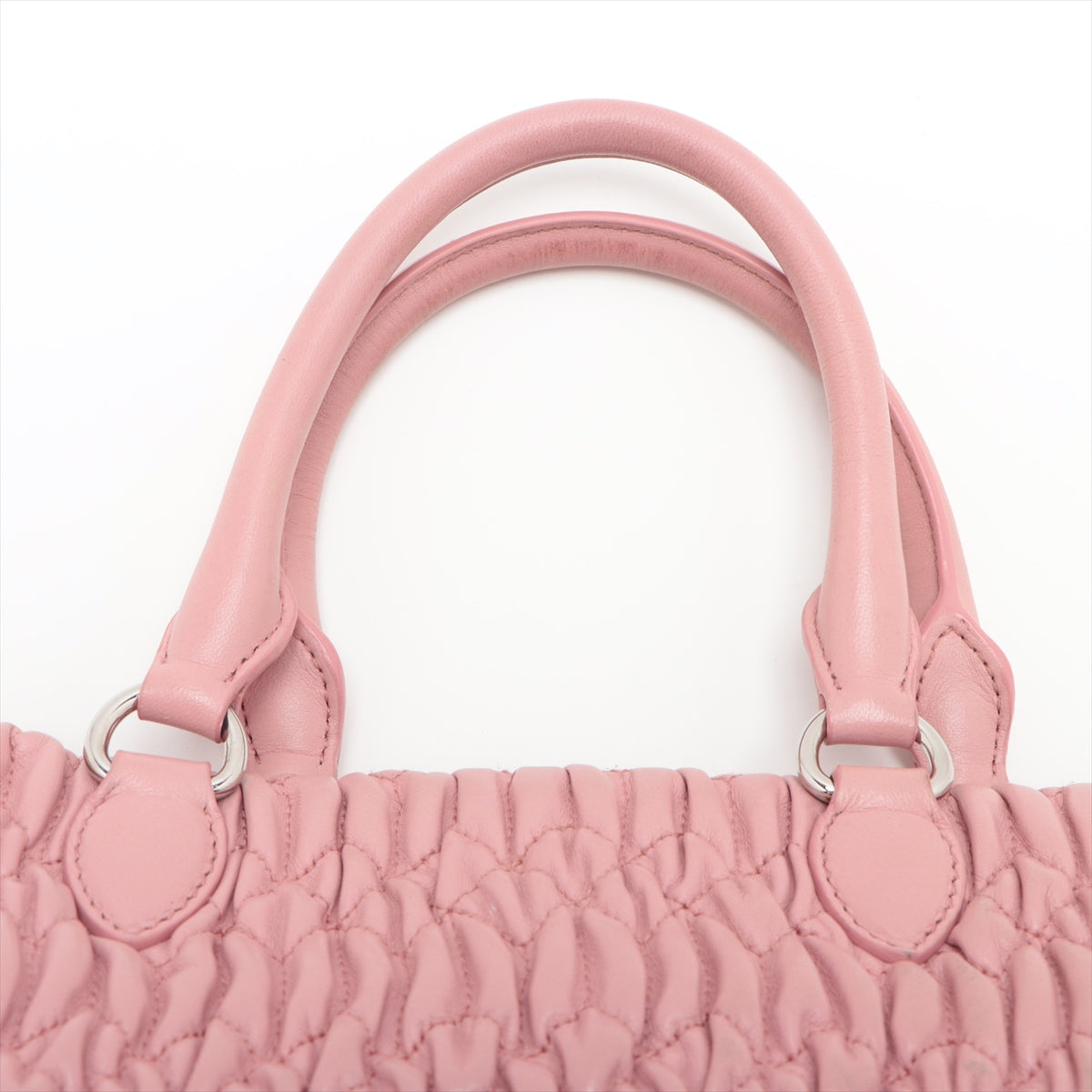 Muummu Napa Crystal Materasse Leather 2WAY Handbag Pink 5BA958