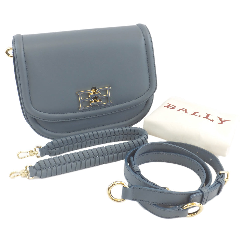 BALLY Barry BECKIE.EH B-CHAIN 2WAY Shoulder Bag Blue G  Leather Top Handle Shoulder Turnlock Cross Body Bag