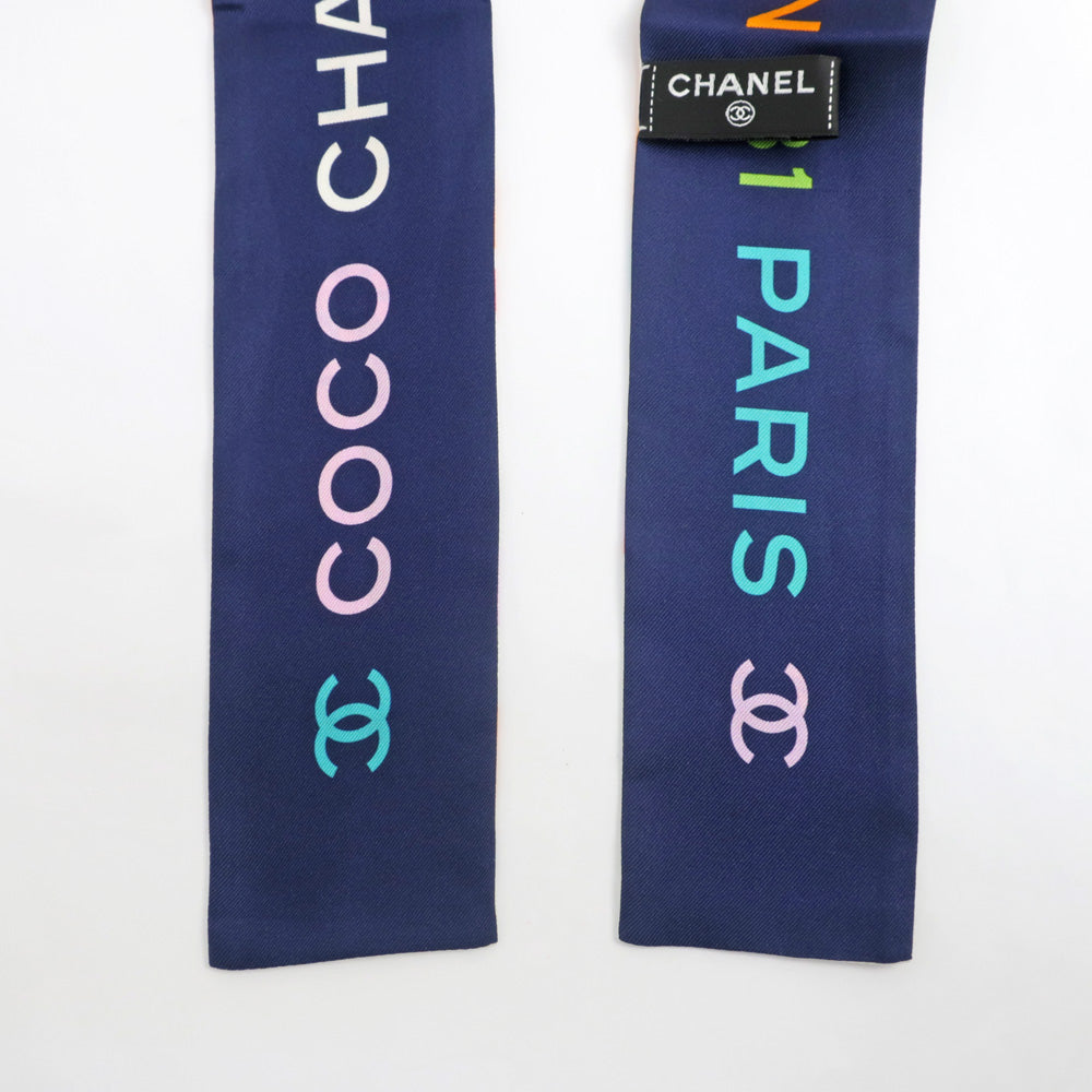 Chanel Hair Band White White Multicolor CC Shape Silk 100% Small Other 【New】【Until Used】