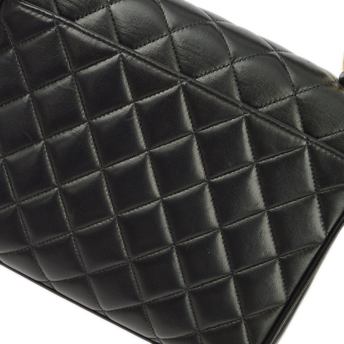 Chanel Black Lambskin Straight Flap Handbag