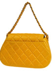 Chanel 1996-1997 Round Flap Handbag Orange Lambskin