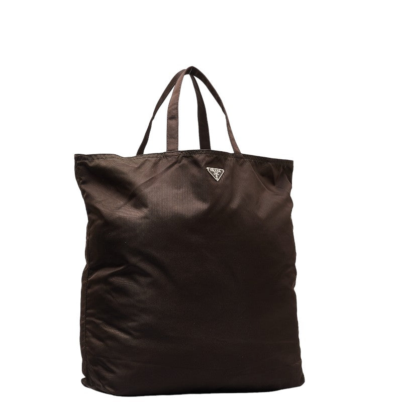 Prada Robot Triangle Logo  Handbag Tote Bag Brown Nylon  Prada