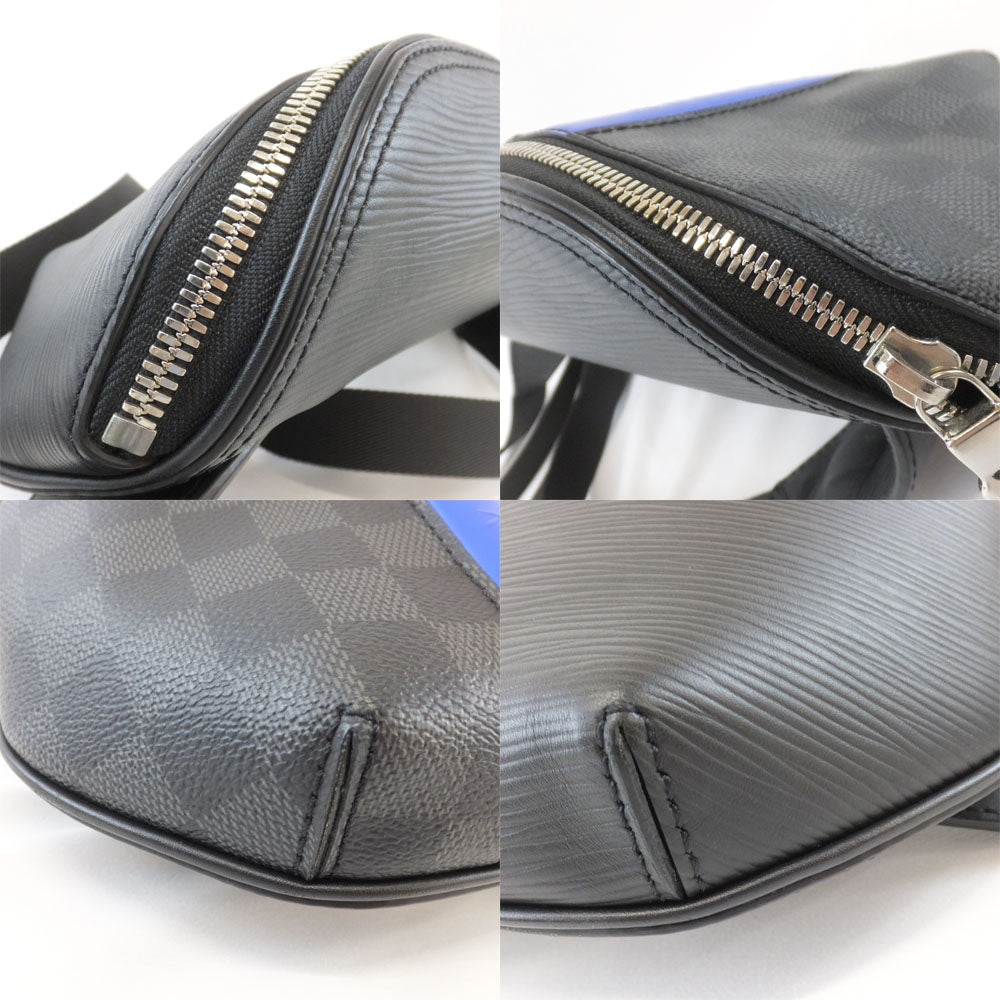 Louis Vuitton Body Bag M56610 Epi DamiEgraphite Black Silver G Bag Blue White Waistpoch