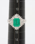 Emerald Diamond Ring Pt900 7.4g 188 D057