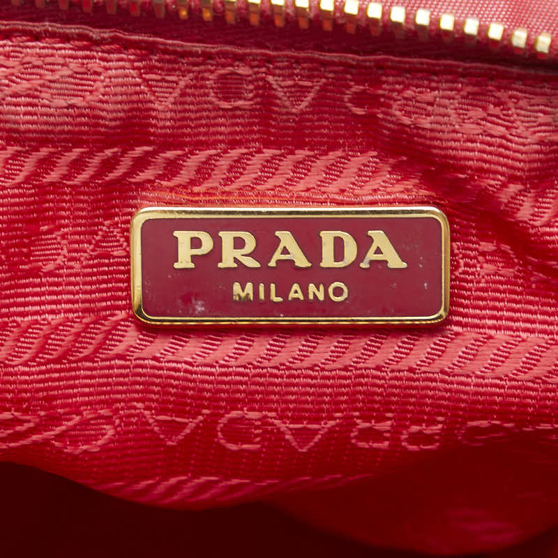 Prada Logo Ribbon Pouch 1N1422 Pink Nylon Leather  Prada