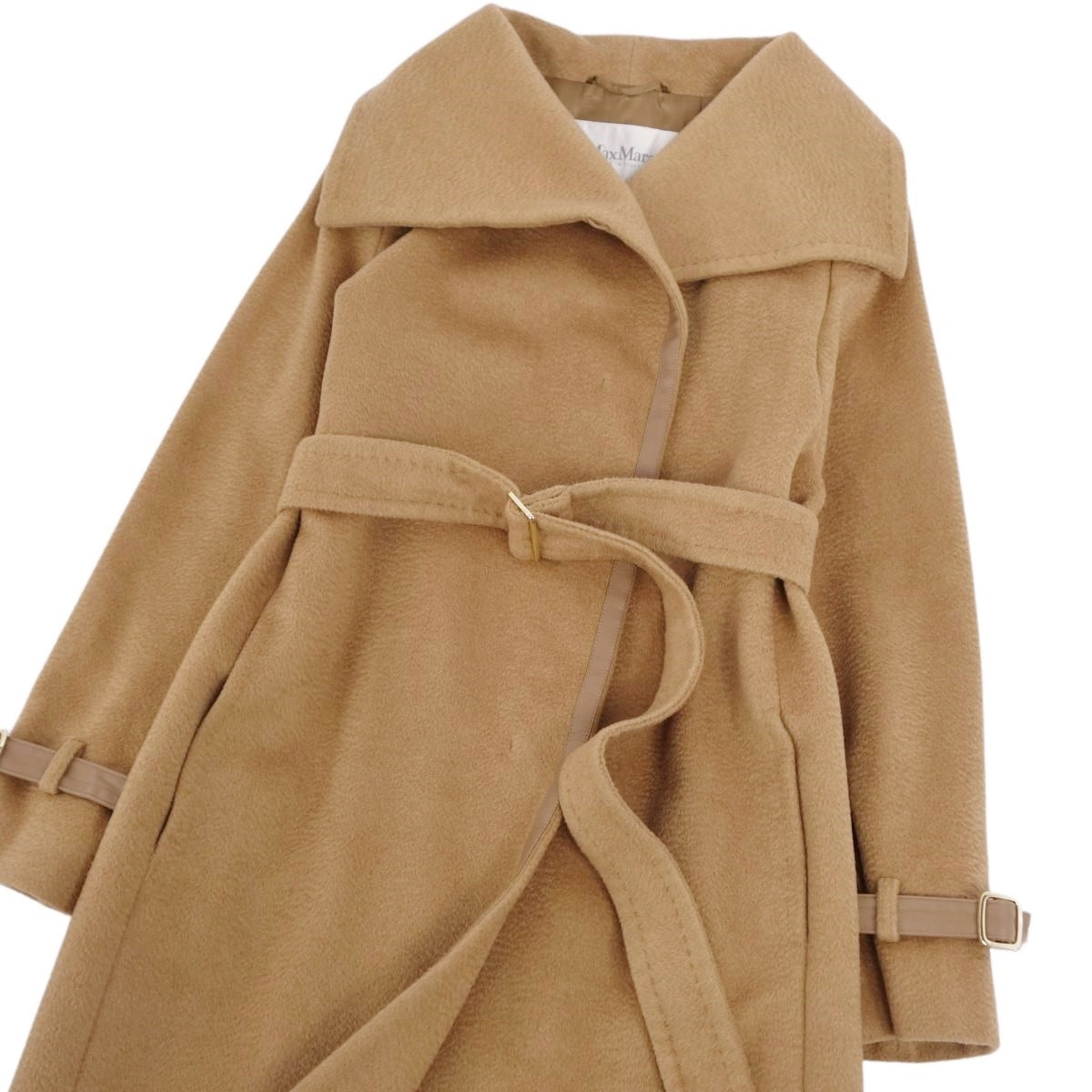 Max Mara Long Coat Double Bristle Camel 100% Leather Out  JI44 USA10 FB42 (equivalent to L) Brown