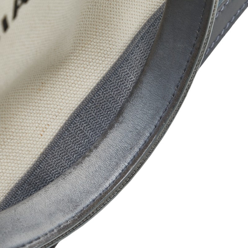 Balenciaga Logo Navy Cabas S Tote Shoulder Bag 339933 White Grey Canvas Leather