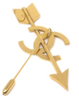 Chanel * 1994 CC And Arrow Brooch Pin Gold 29