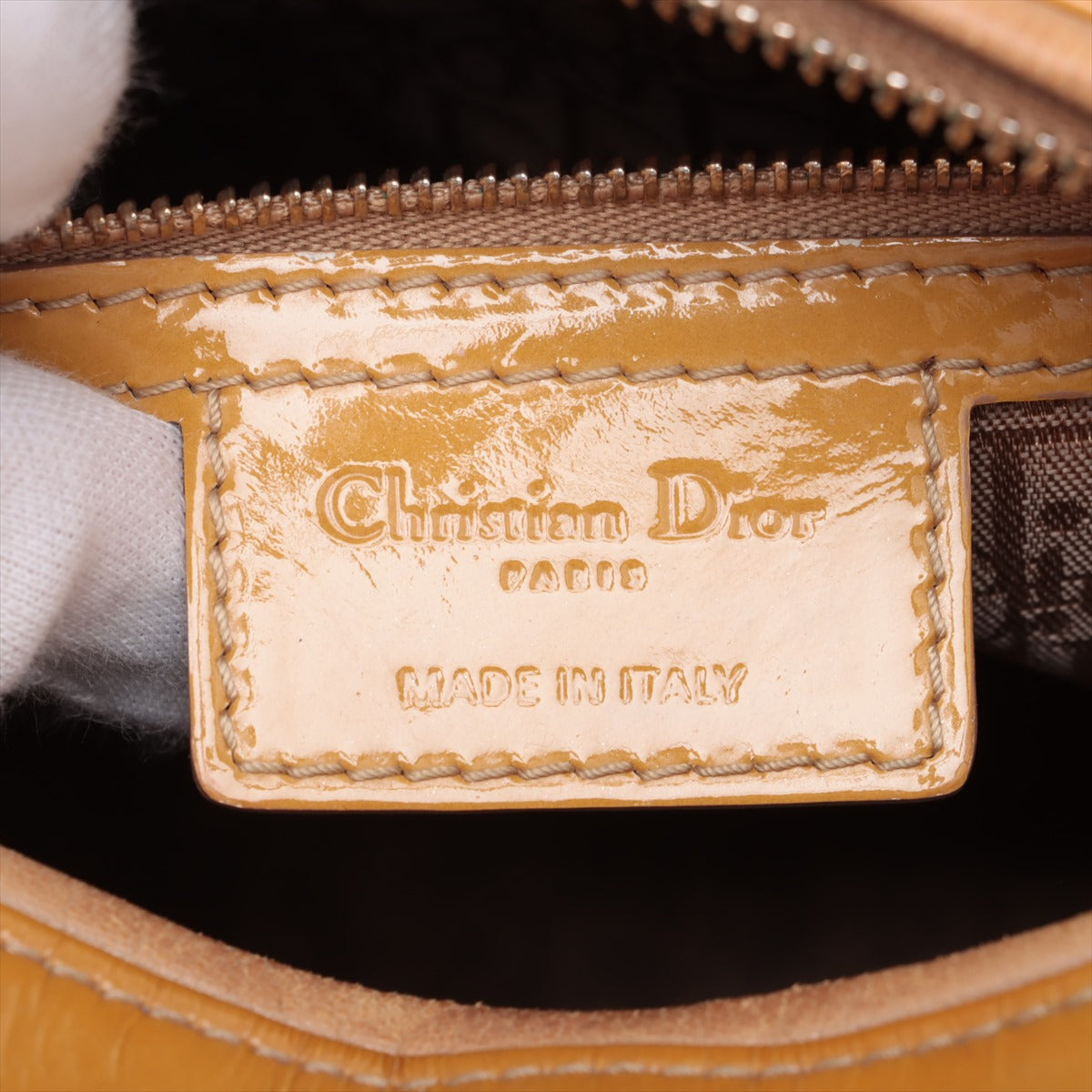 Christian Dior  Dior Lady Patent Leather Handbag Beige Bags