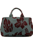 Prada Triangle Logo  Hibiscus Canapa M Handbag Shoulder Bag 2WAY Gr Wine Red Canvas  Prada
