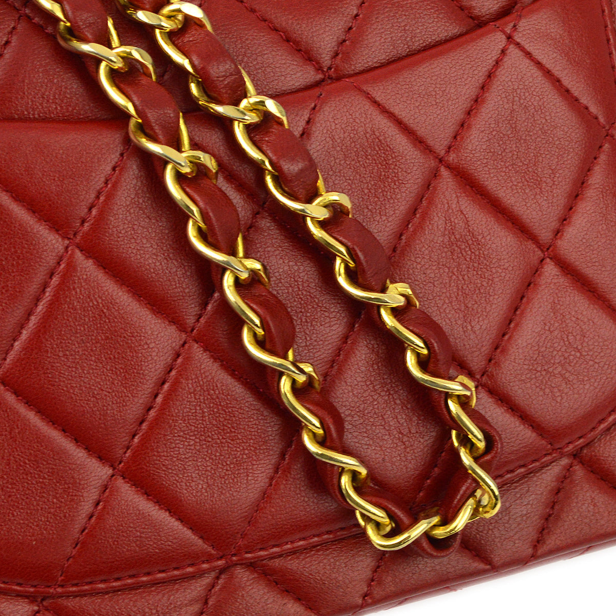 Chanel Red Lambskin Mini Classic Square Flap Shoulder Bag 17