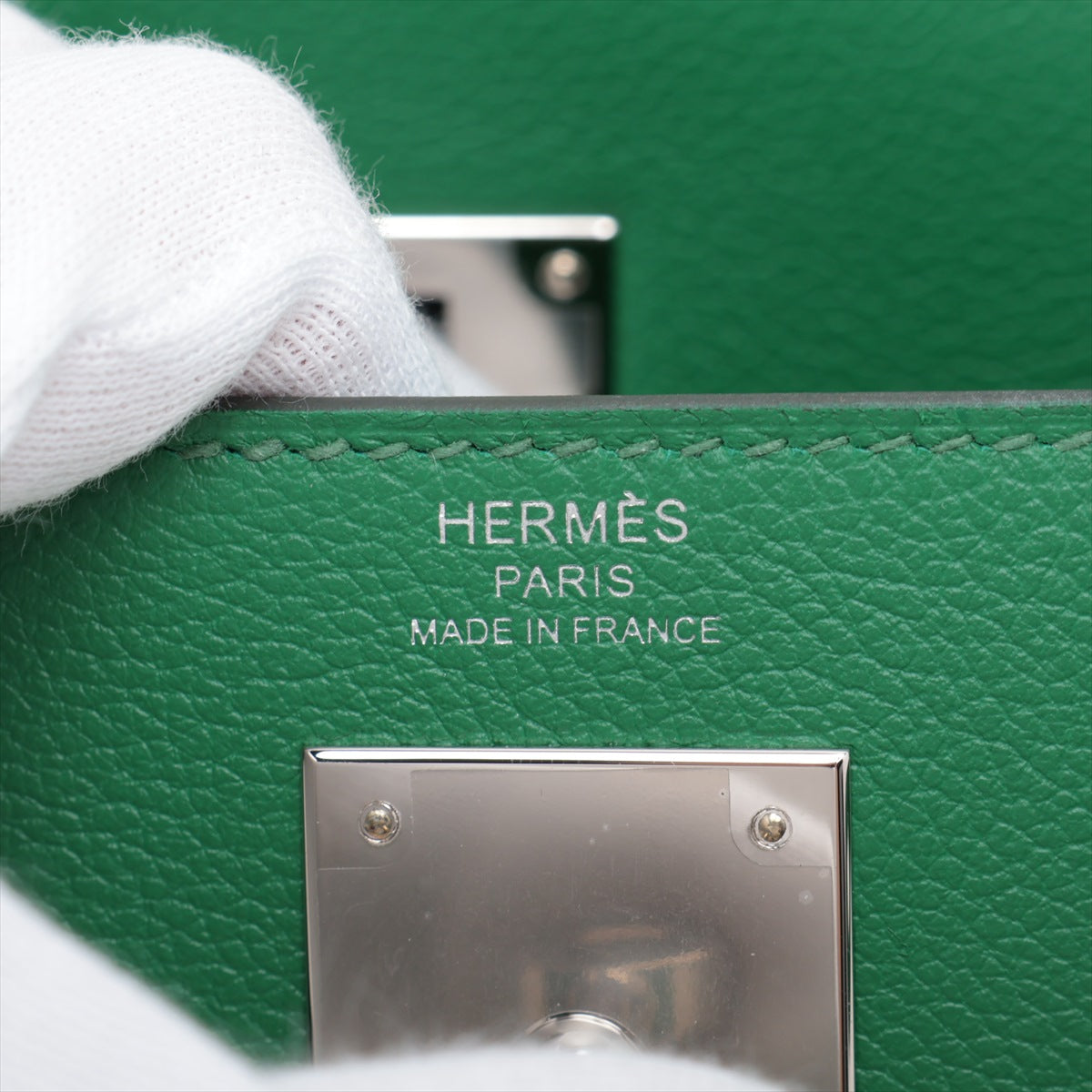 Hermes Kelly 28 Trijunovio Bamboo Silver G