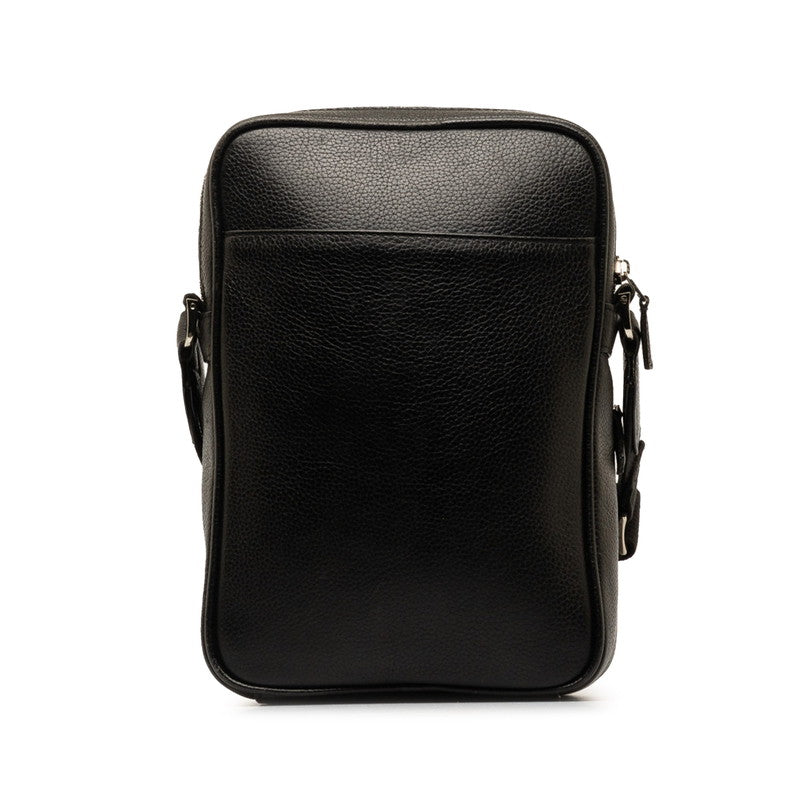 Burberry Nova Check Logo   Shoulder Bag Black Leather