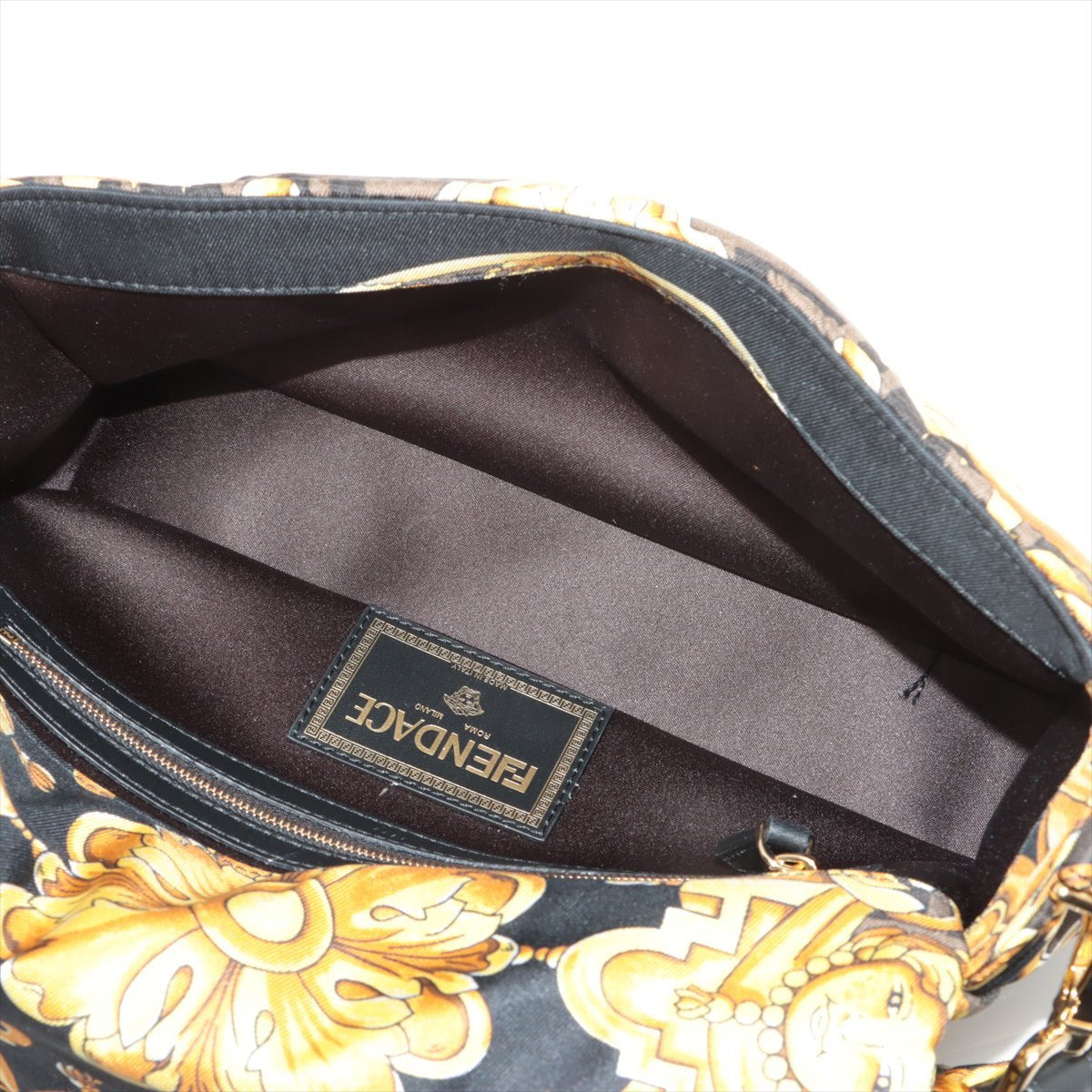 Fendi x Versace Mamma Bucket Nylon 2WAY Handbag Brown 8BR600