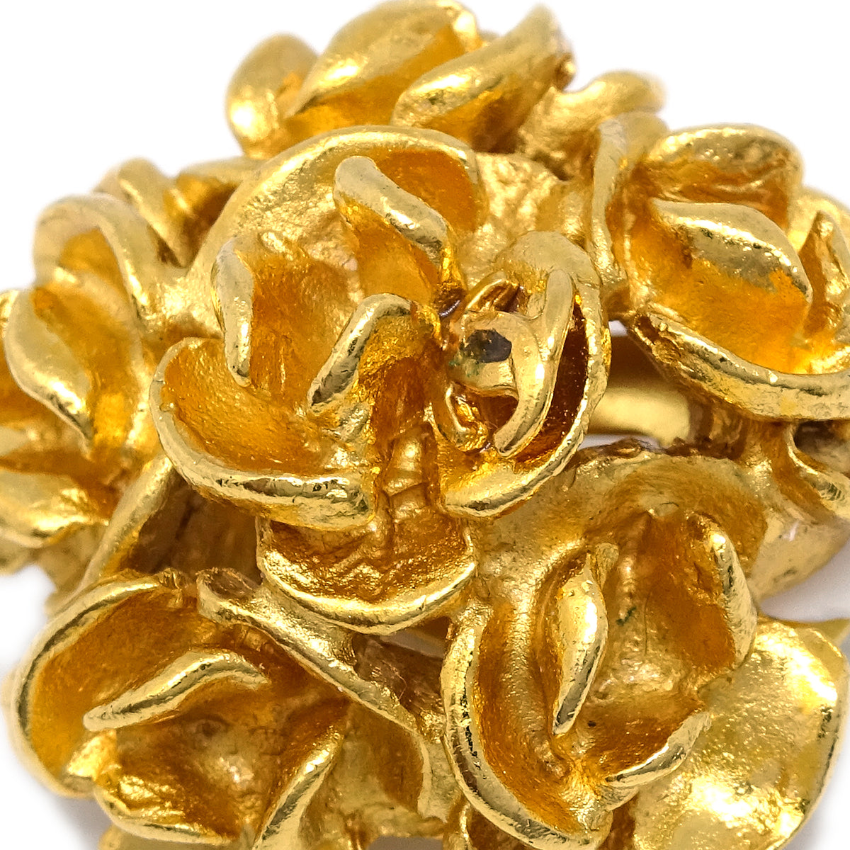 Chanel Flower Earrings Clip-On Gold 99P