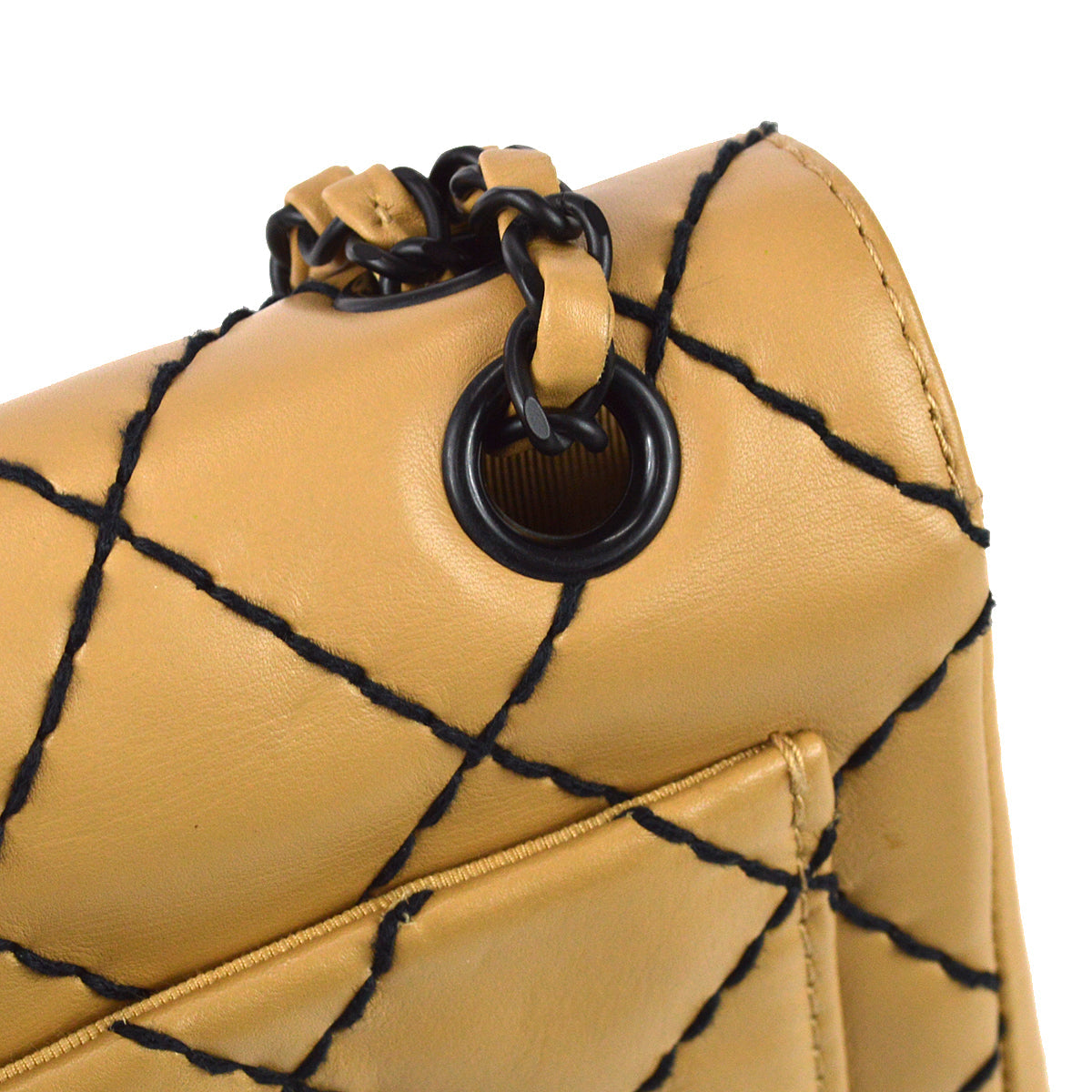 Chanel Black Calfskin Wild Stitch Straight Flap Bag