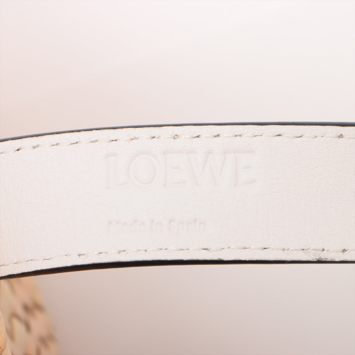 Loewe Basketball Medium Raffia  Leather Tote Bag White × Beige