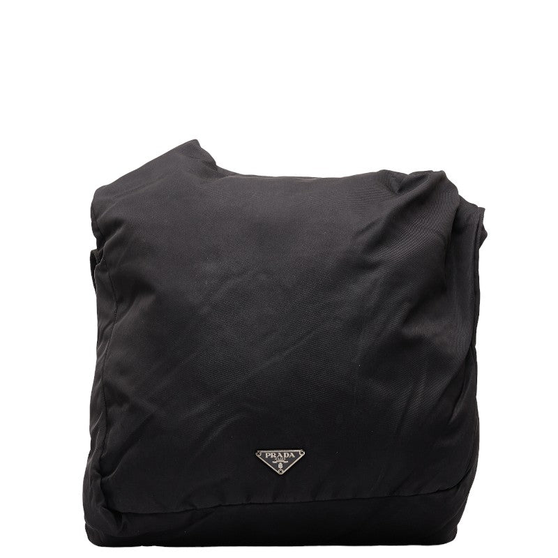 Prada Triangle Logo   Shoulder Bag V409 Black Nylon  Prada