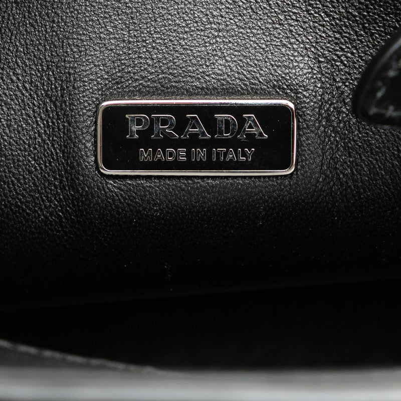 Prada Vertical Handbag 2WAY 1BE015 White Black Leather  Prada