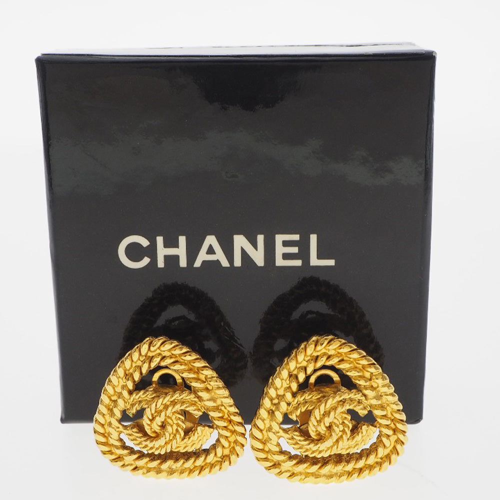 Chanel Chanel Coco Earring Triangle Vintage G  French Made 1993 Gold 28  12.5g COCO Mark