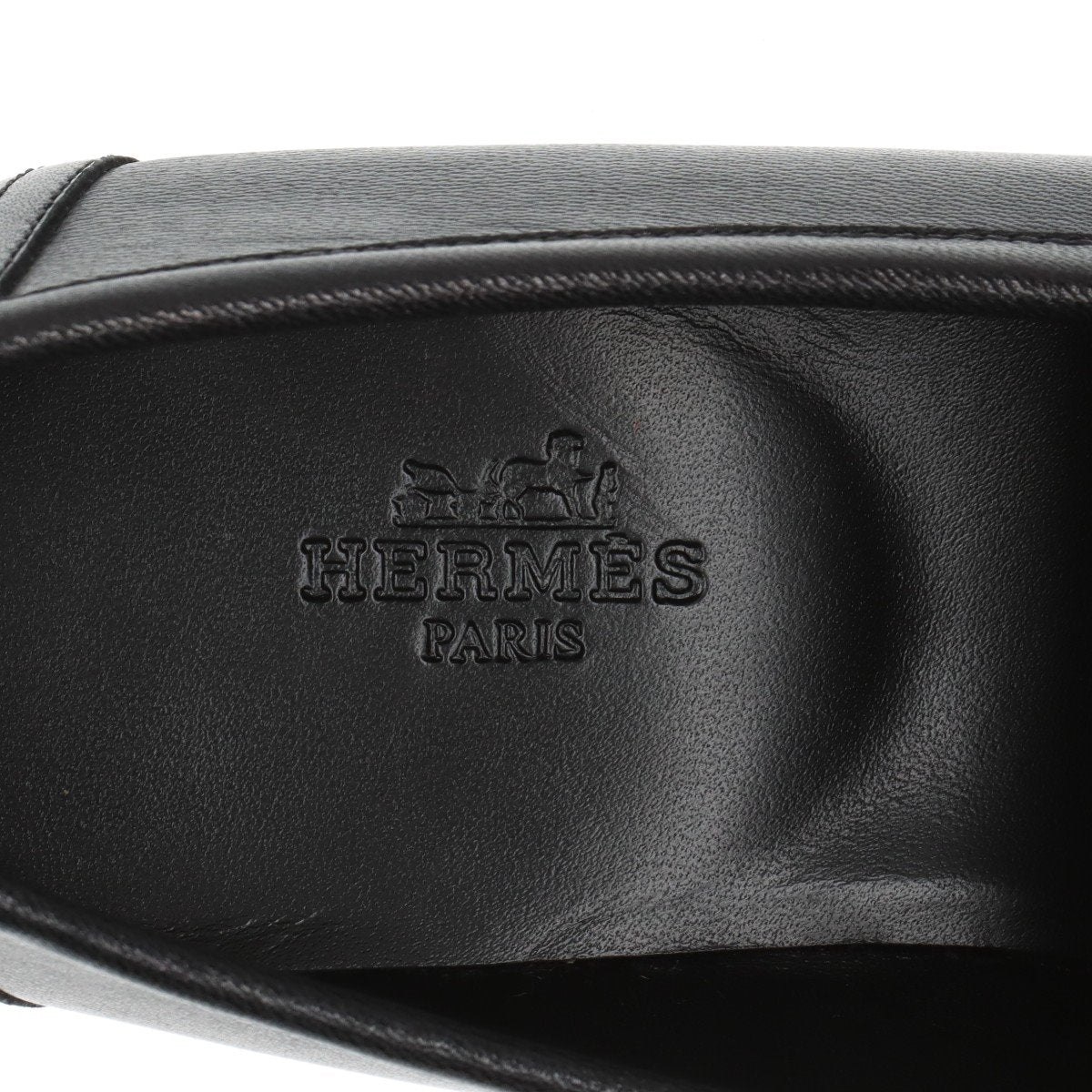 Hermes Leather Loafers 37 Black Constance