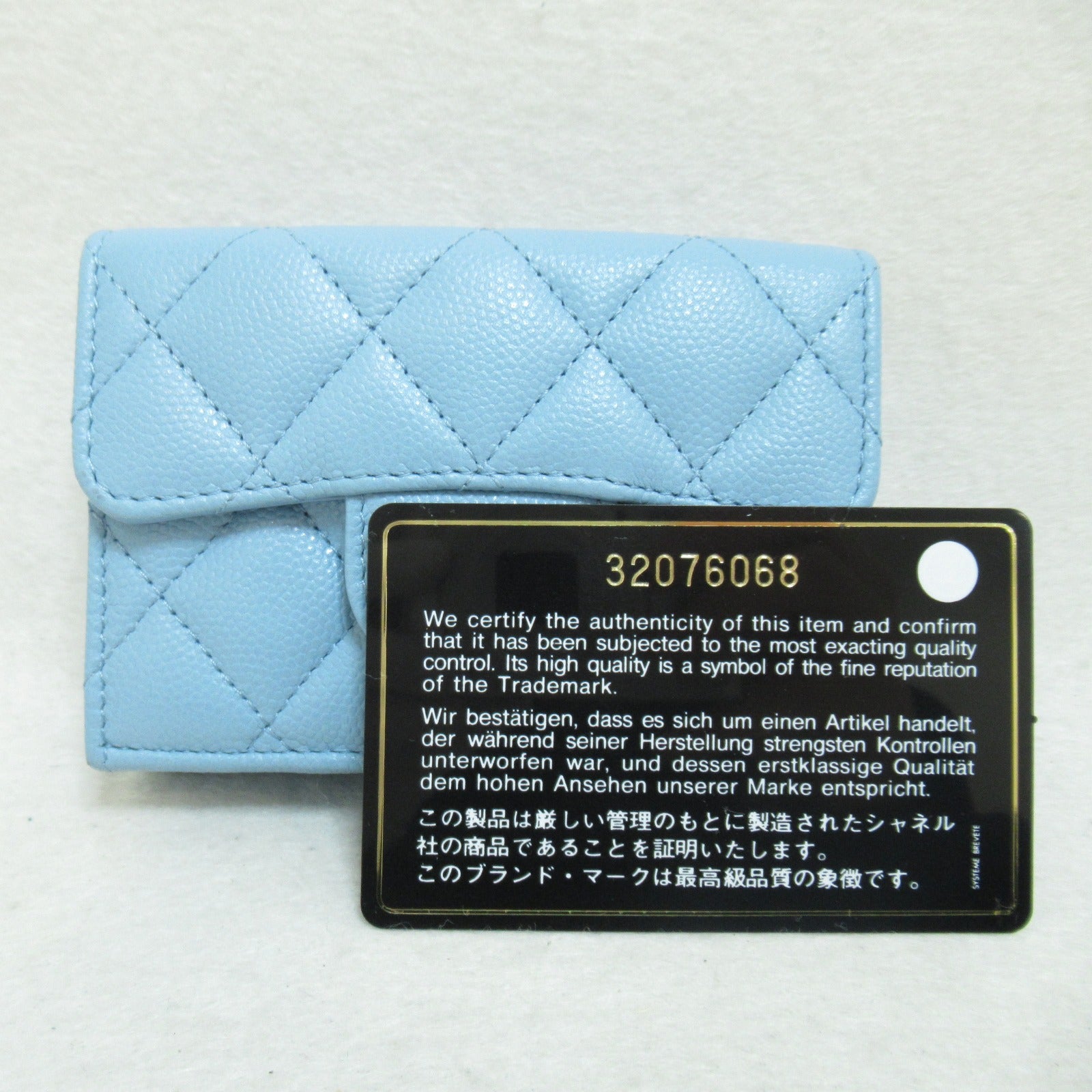 Chanel Three Fold Wallet Three Folded Wallet Caviar S (Green )  Blue