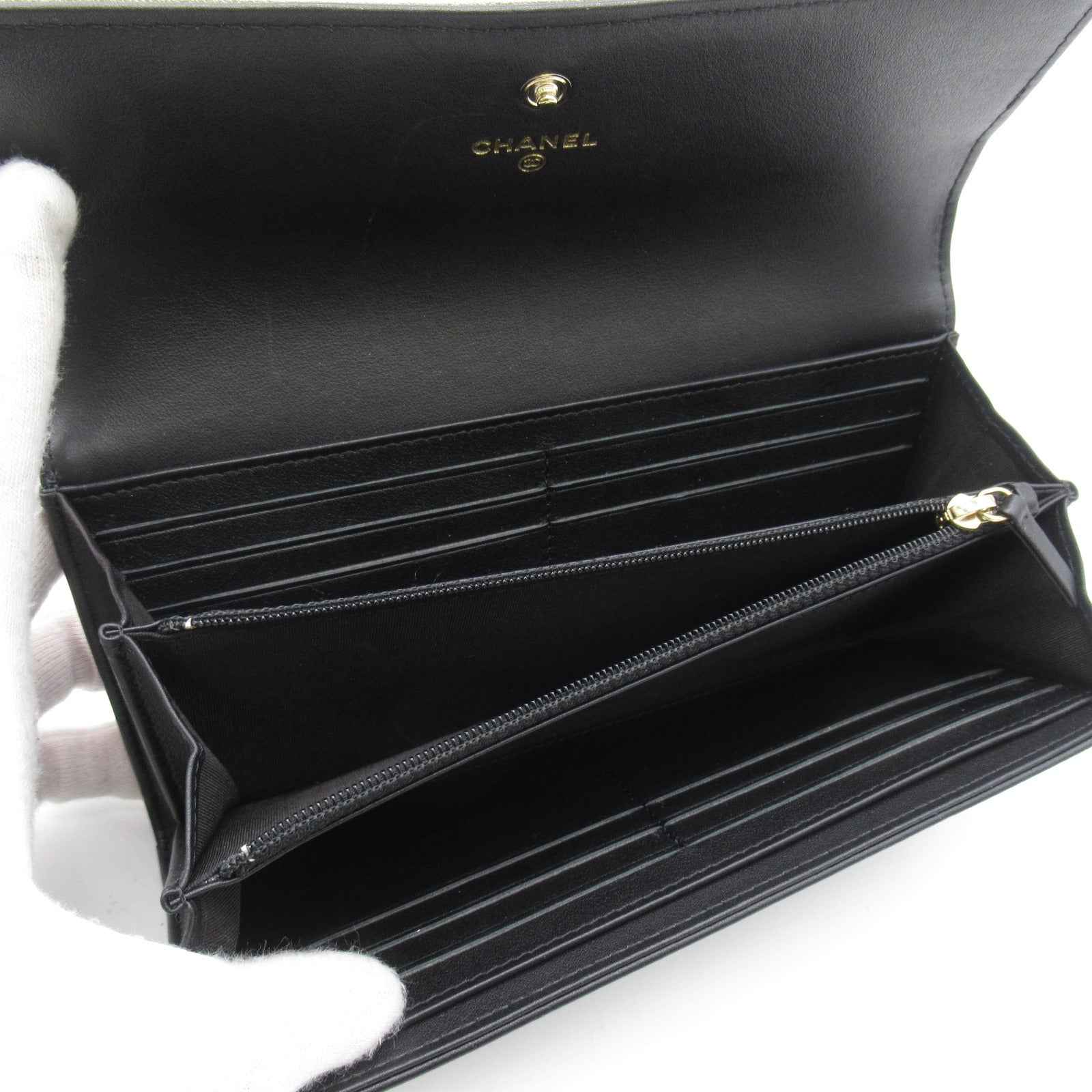 Chanel Double Fable Wallet Double Foldable Wallet   Black Box