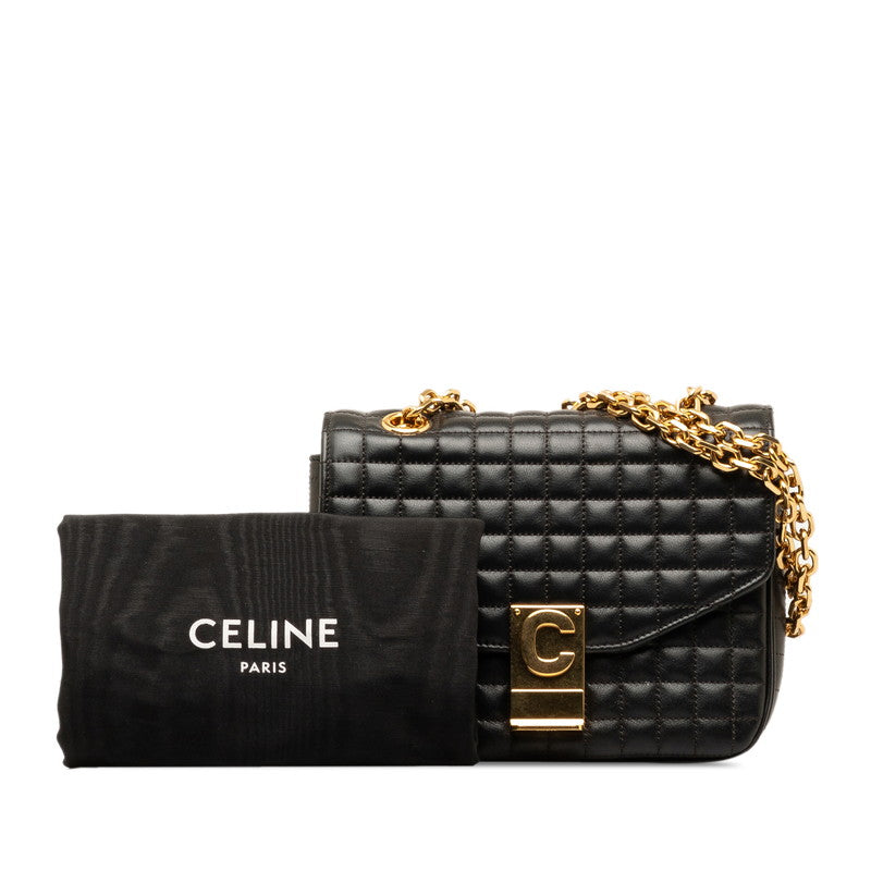 Celine Killing C Small Chain Shoulder Bag Black Leather  Celine