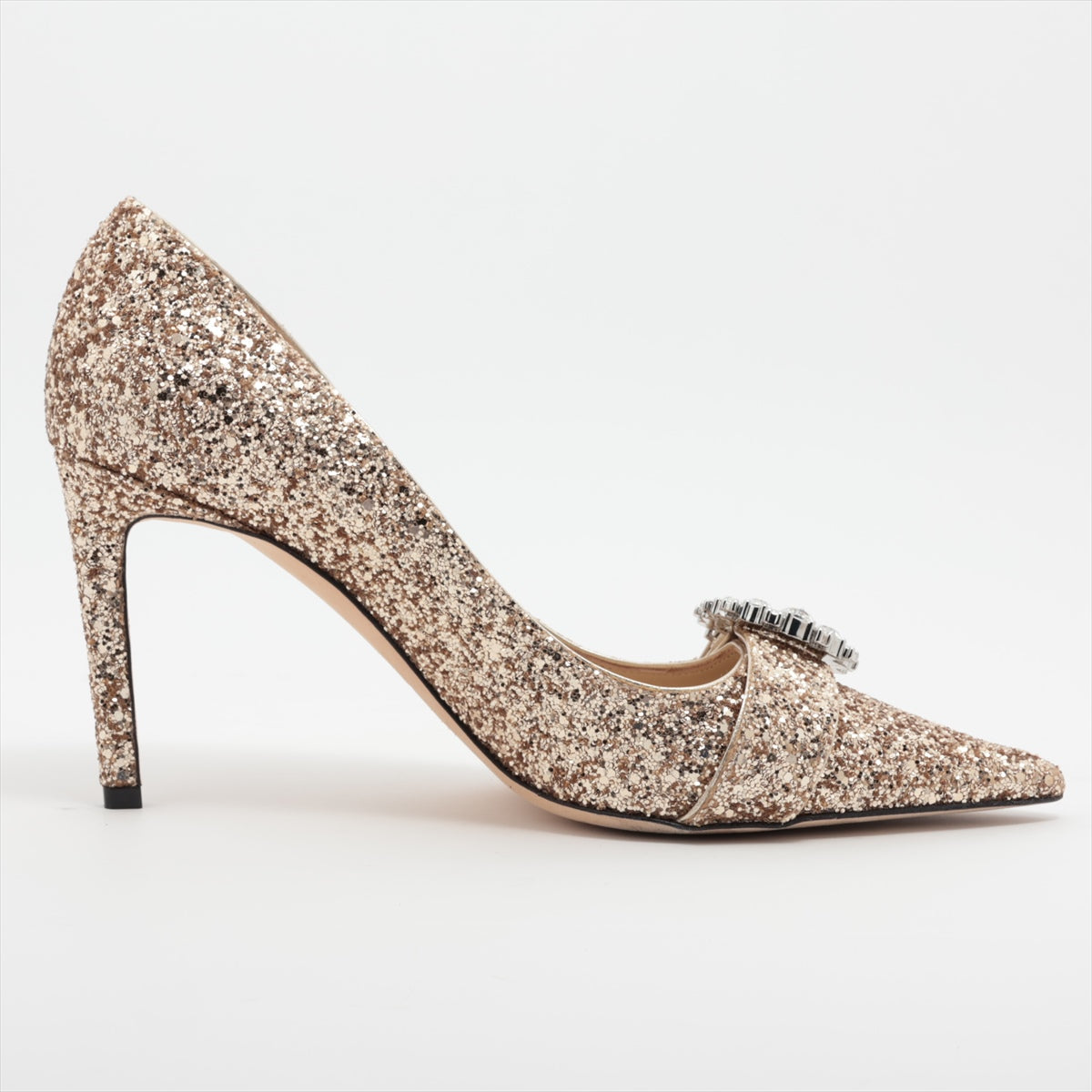 Jimmy Choo Leather x Glitter Pump 39 1/2  G Cherry Vision Glitter Down There
