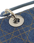 Christian Dior Blue Denim Lady Dior Cannage 2way Shoulder Handbag