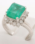 Emerald Diamond Ring Pt900 7.2g 327 D0432 E