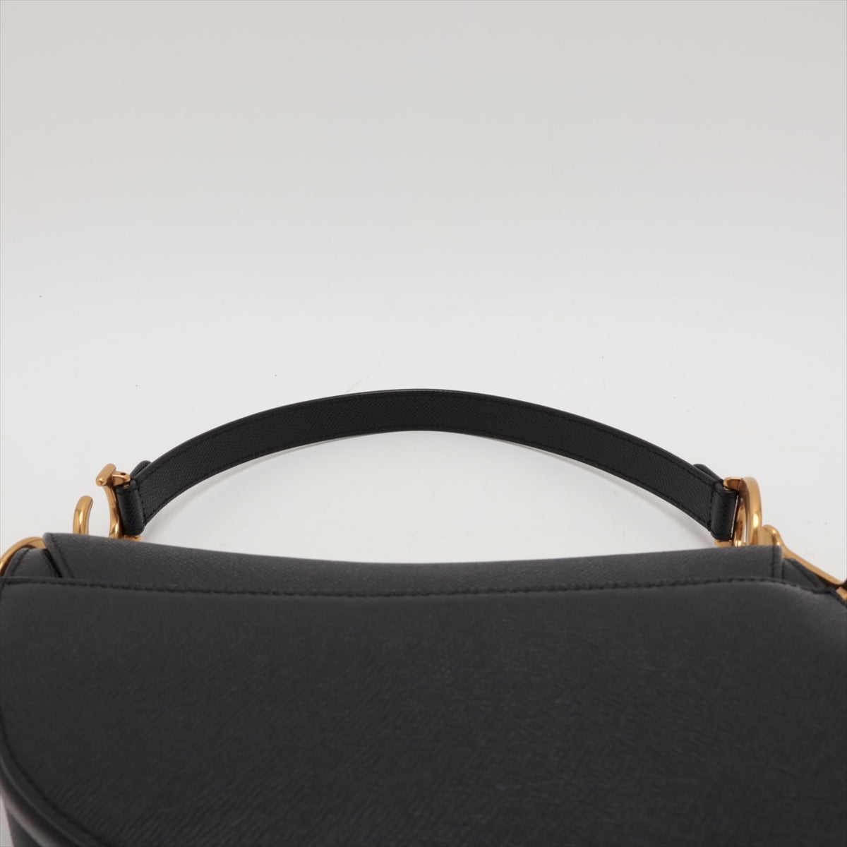 Christian Dior Saddle Bag Leather Shoulder Bag Black