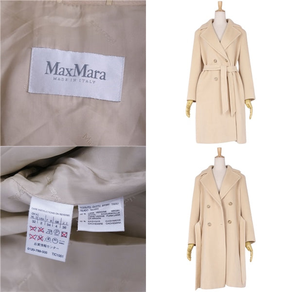 Max Mara Coat White Tag Heuer Long Coat Double Brest Wool Cashmereia   Italian JI38 USA2 FB34 GB4 (M equivalent) Beige